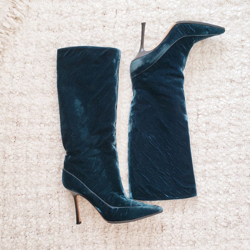 Jimmy Choo Velvet Knee High Boots